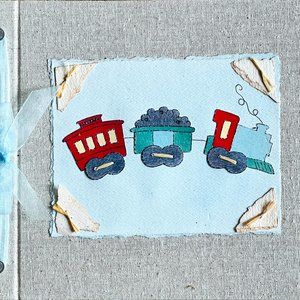 Hugs and Kisses Baby Boy Train Themed Baby Memory Book